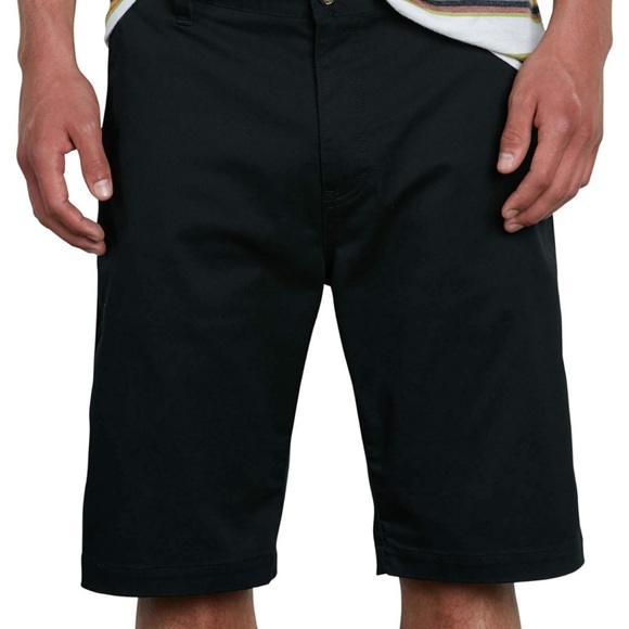Lot of 2 Volcom Vmonty Stretch 22 Men's Black Flat Front Shorts - Picture 1 of 9